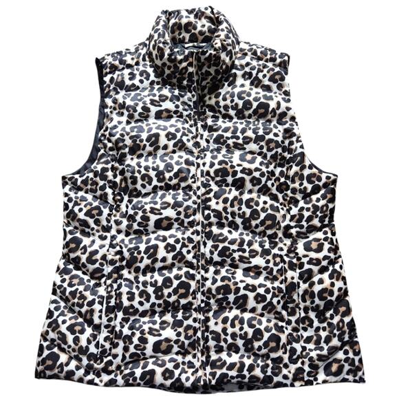 LOFT leopard print puffer vest size S - Picture 1 of 10